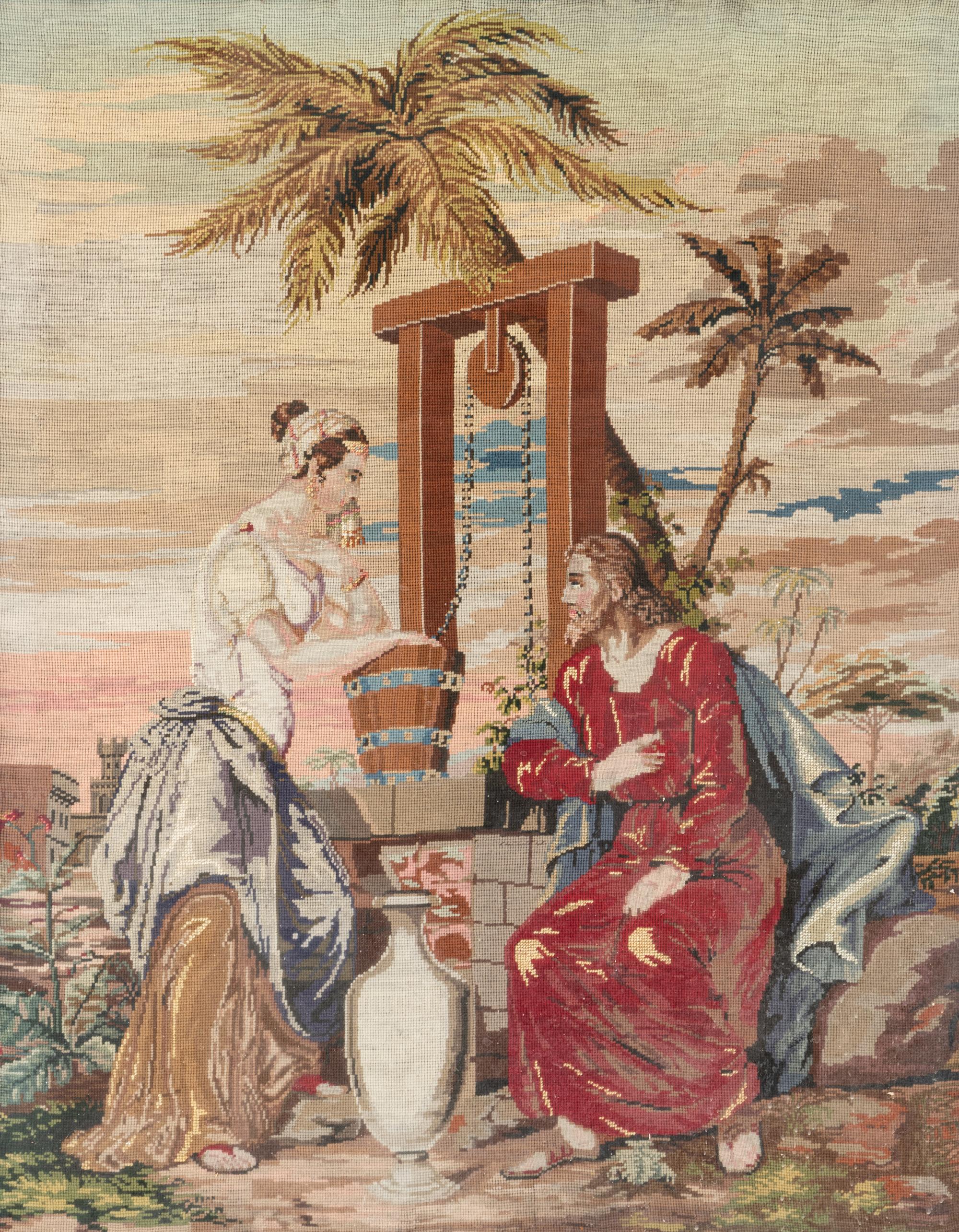 A Continental Tapestry Depicting Jesus with the Samaritan Woman at the Well
