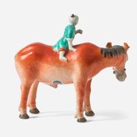A Chinese export porcelain figure of a boy mounted on a horse 童子騎馬瓷塑 Qianlong to Jiaqing period ? ?????
