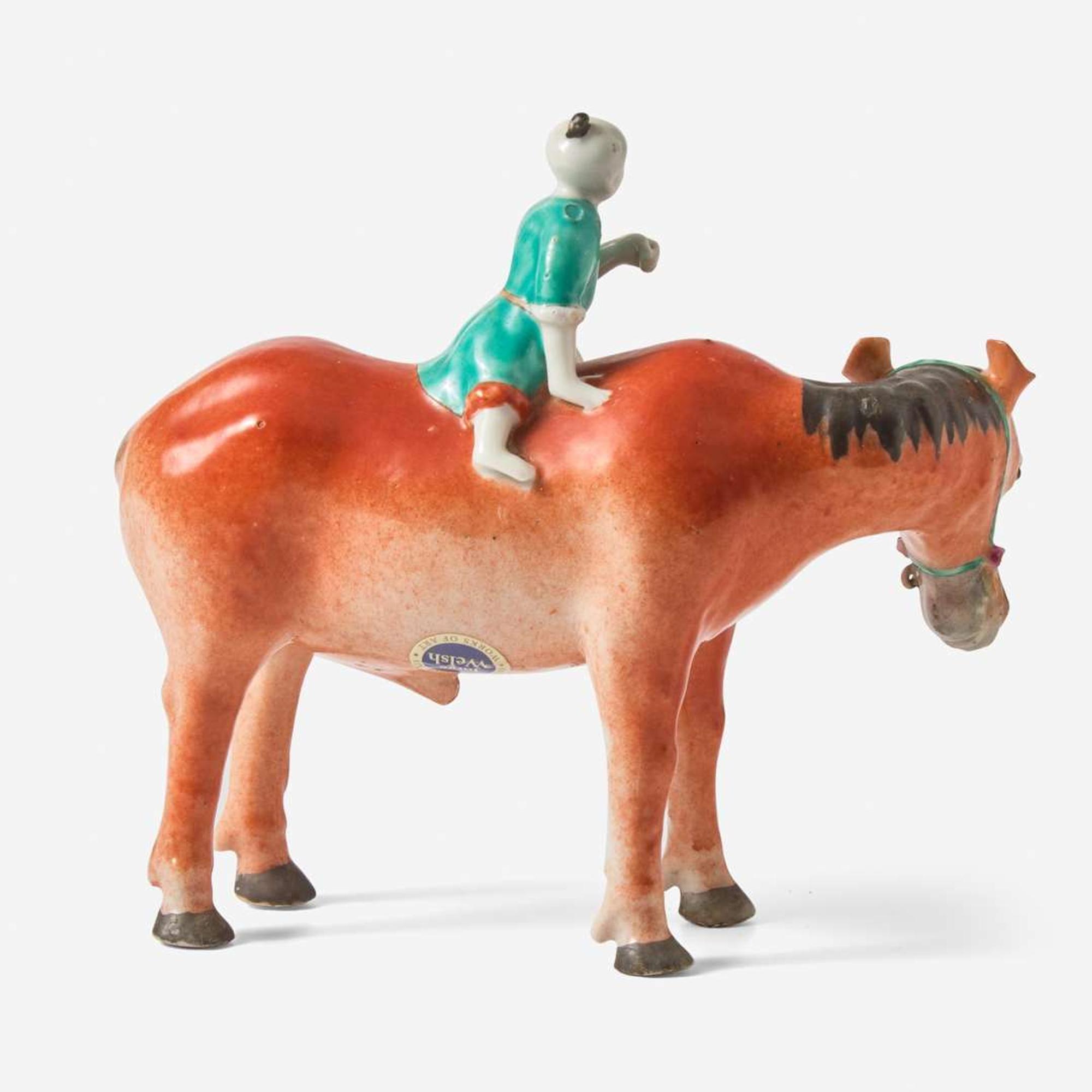 A Chinese export porcelain figure of a boy mounted on a horse 童子騎馬瓷塑 Qianlong to Jiaqing period ? ?????