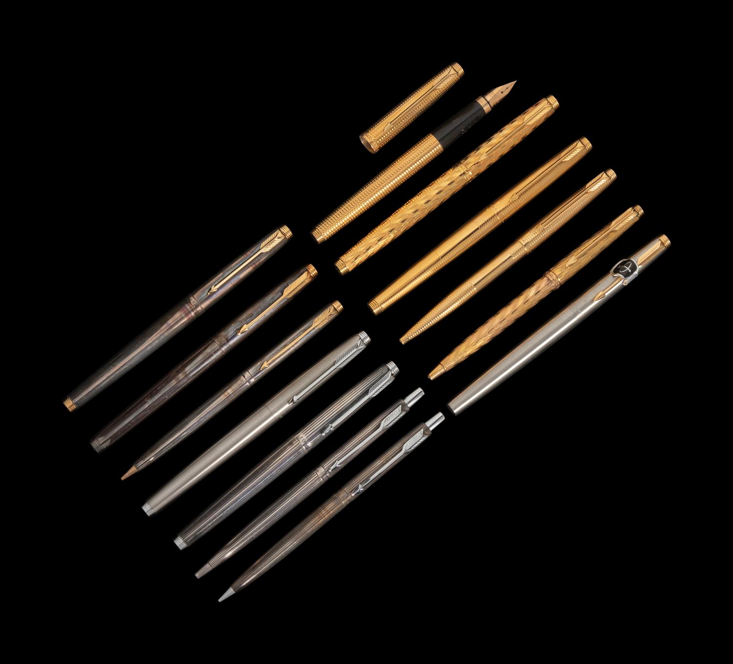 A Collection of Thirteen Parker Writing Instruments