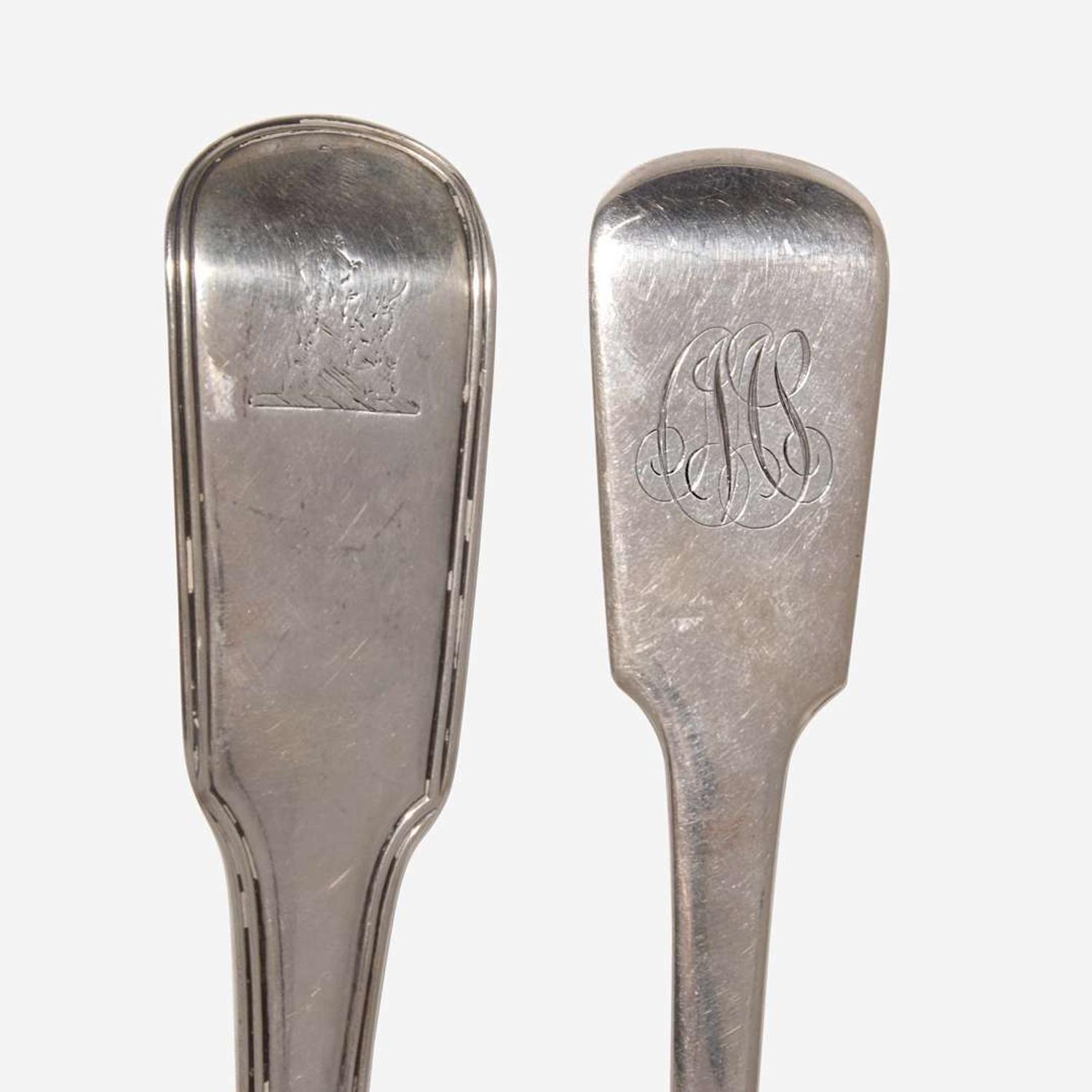 An assembled group of five George III sterling silver tablewares Various makers, London, various dates ranging 1766-1810