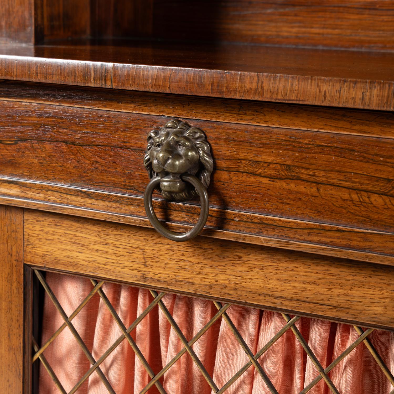 A Pair of Regency Style Rosewood and Grain-Painted Cabinets
