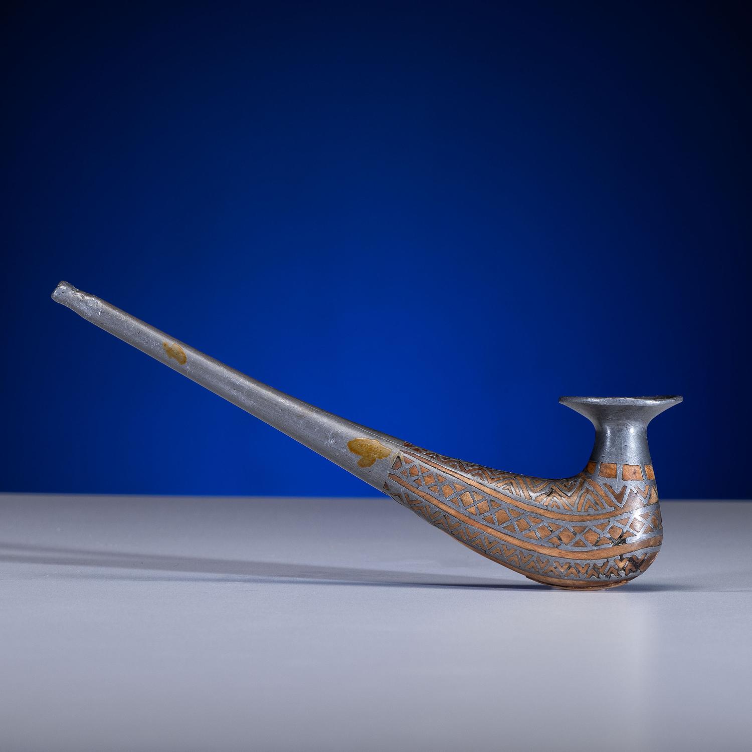 Siberian Wood Pipe with Pewter Inlay