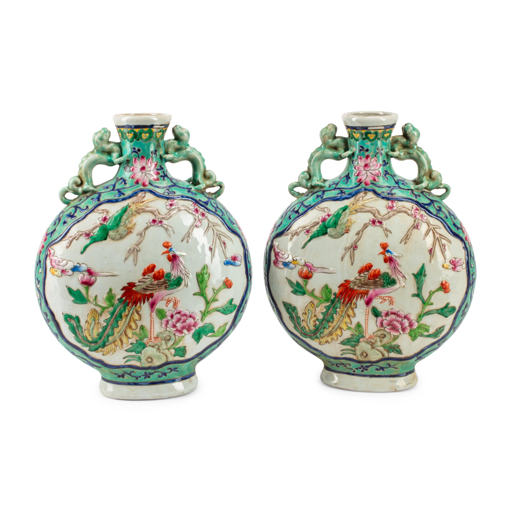 A Pair of Chinese Molded Porcelain Jars