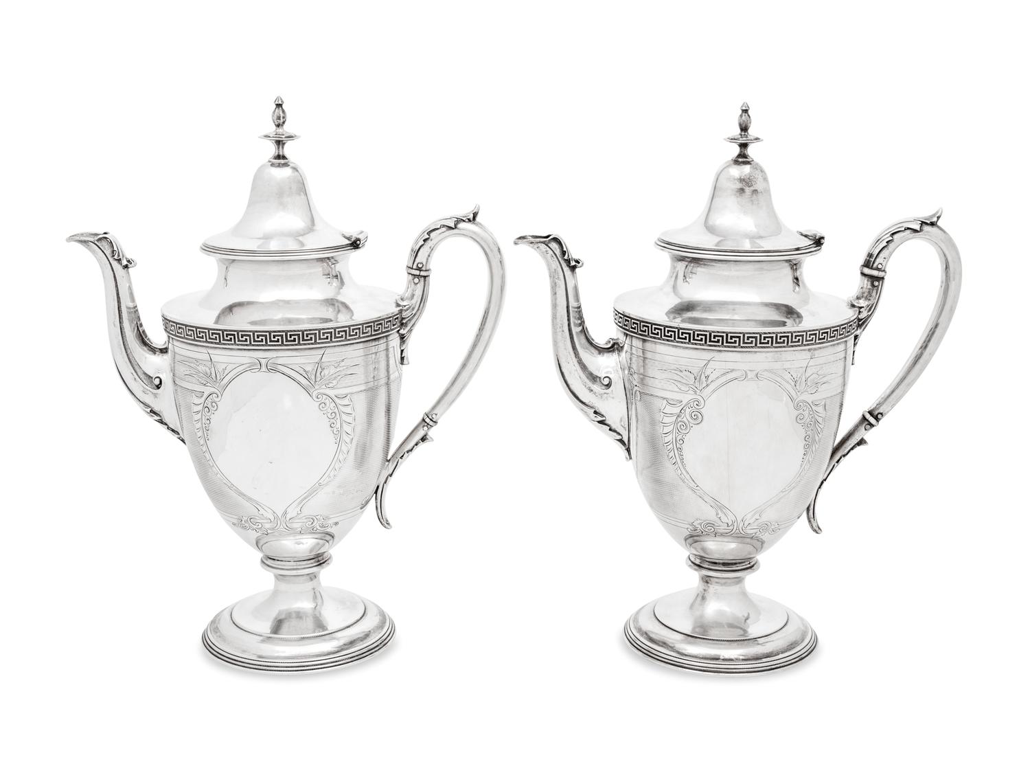A Pair of American Coin Silver Coffee Pots