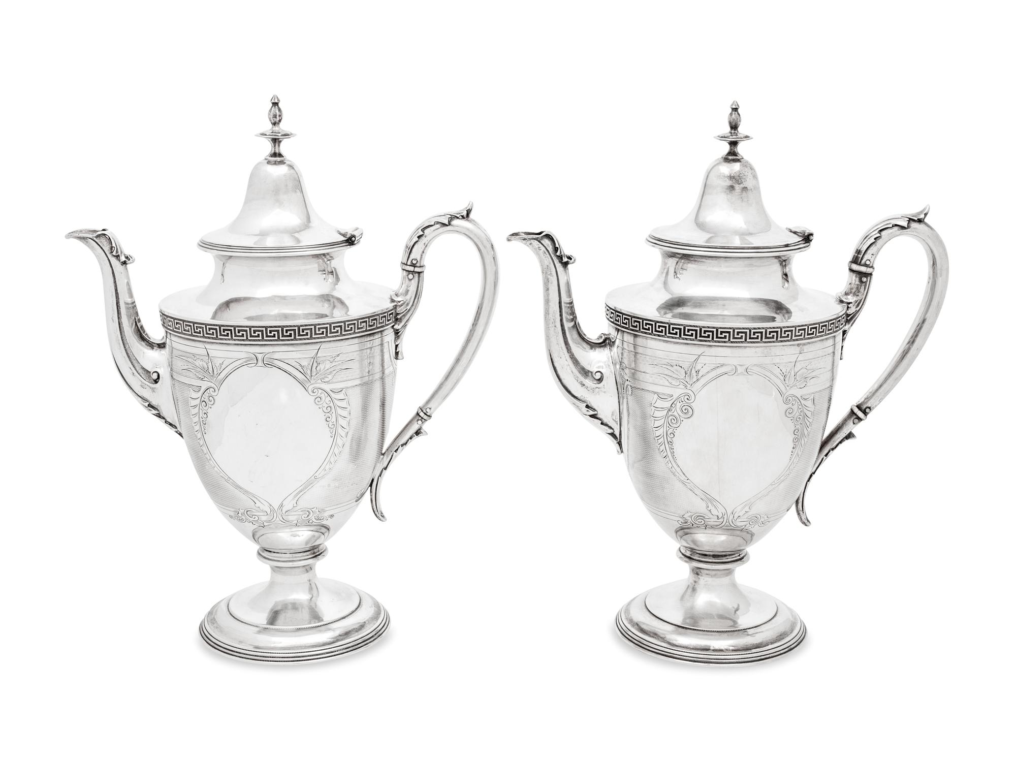 A Pair of American Coin Silver Coffee Pots