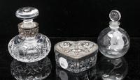 A Collection of Silver-Mounted Cut Glass Articles Height of tallest 4 1/2 inches.
