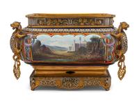 A French Silvered and Gilt Bronze Mounted Porcelain Jardinière