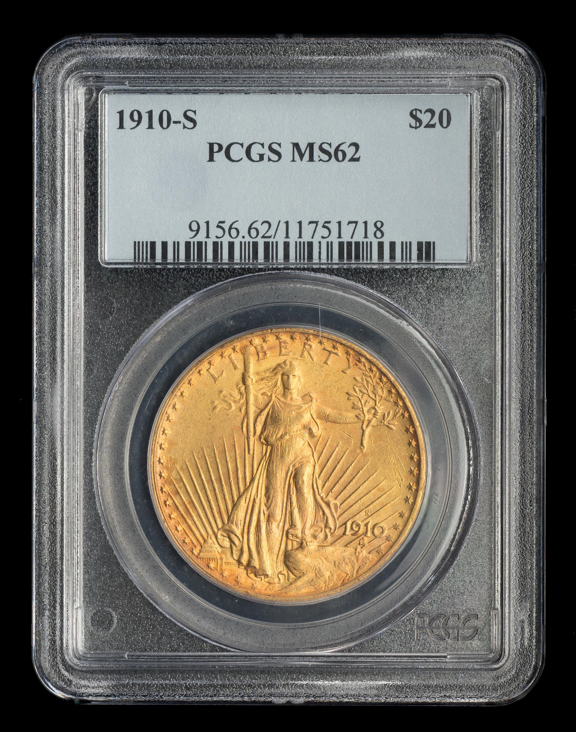 A United States 1910-S St. Gaudens $20 Gold Coin