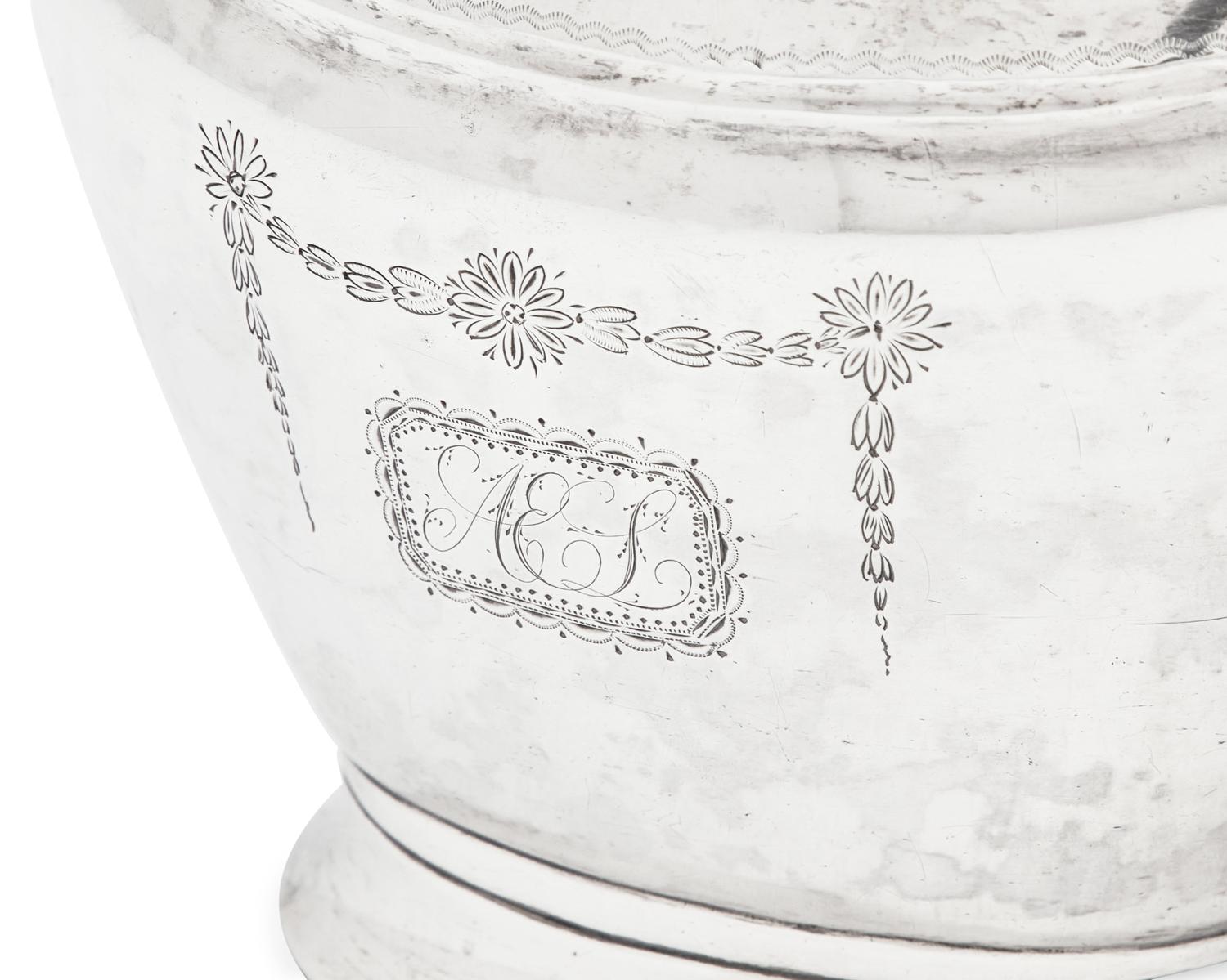A Federal Silver Covered Sugar Dish and Creamer