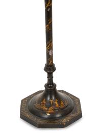 A Pair of Gilt and Black-Painted Metal Candlesticks Mounted as Lamps