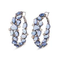 SAPPHIRE AND DIAMOND HOOP EARRINGS