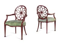 A Pair of George III Style Red-Painted Armchairs