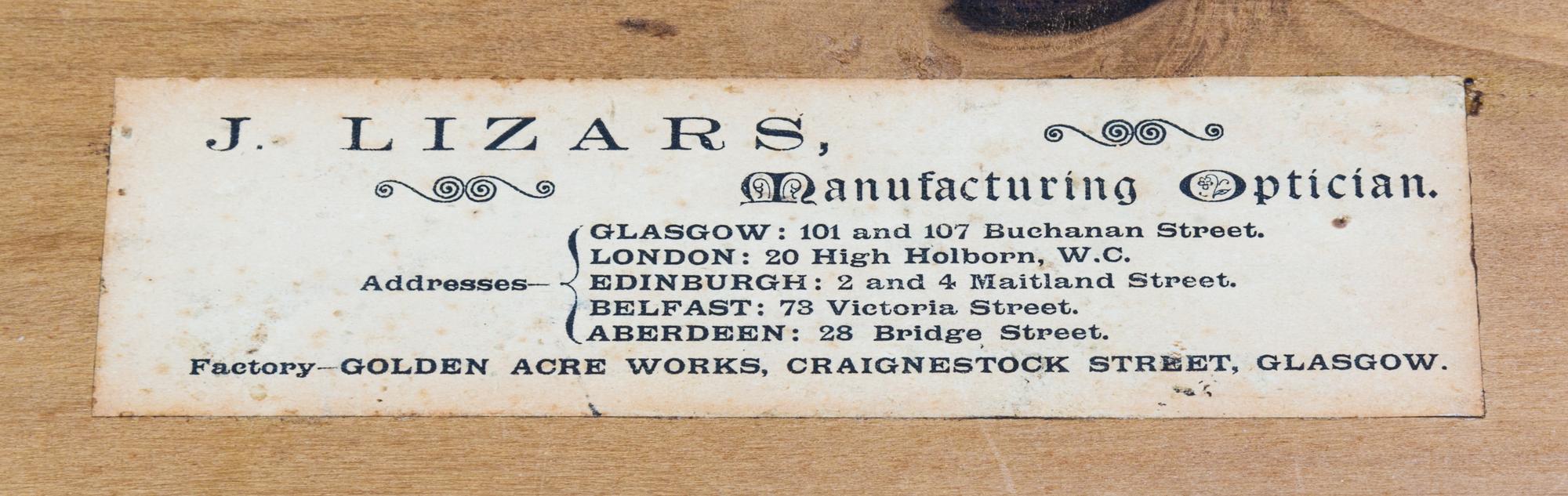 An Scottish Mahogany Cased Magic Lantern — J. LIZARS, GLASGOW, LATE 19TH CENTURY