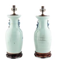 A Pair of Chinese Porcelain Vases Mounted as Lamps