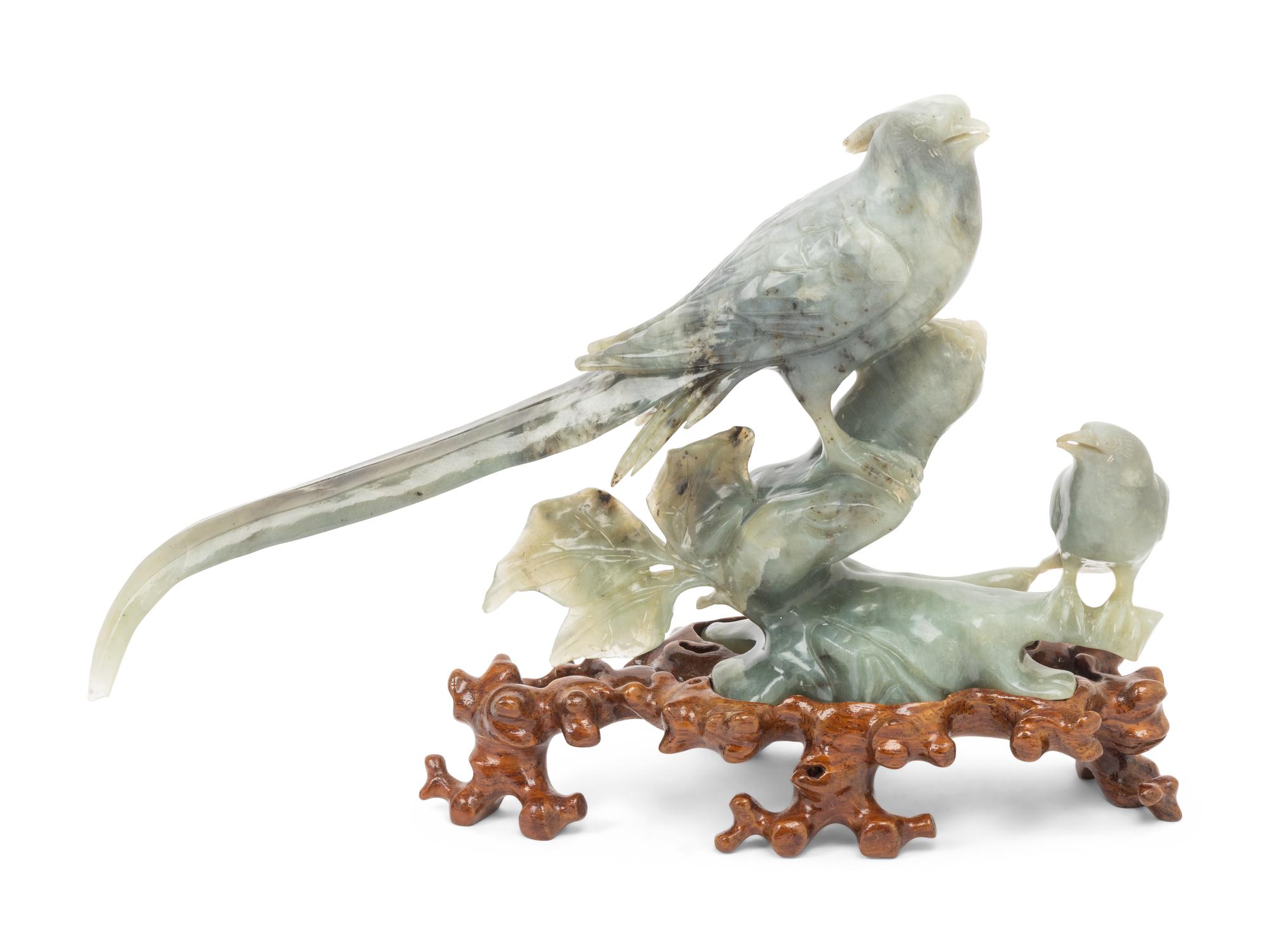 Six Chinese Hardstone Carvings and A Hardstone Embellished Table Screen