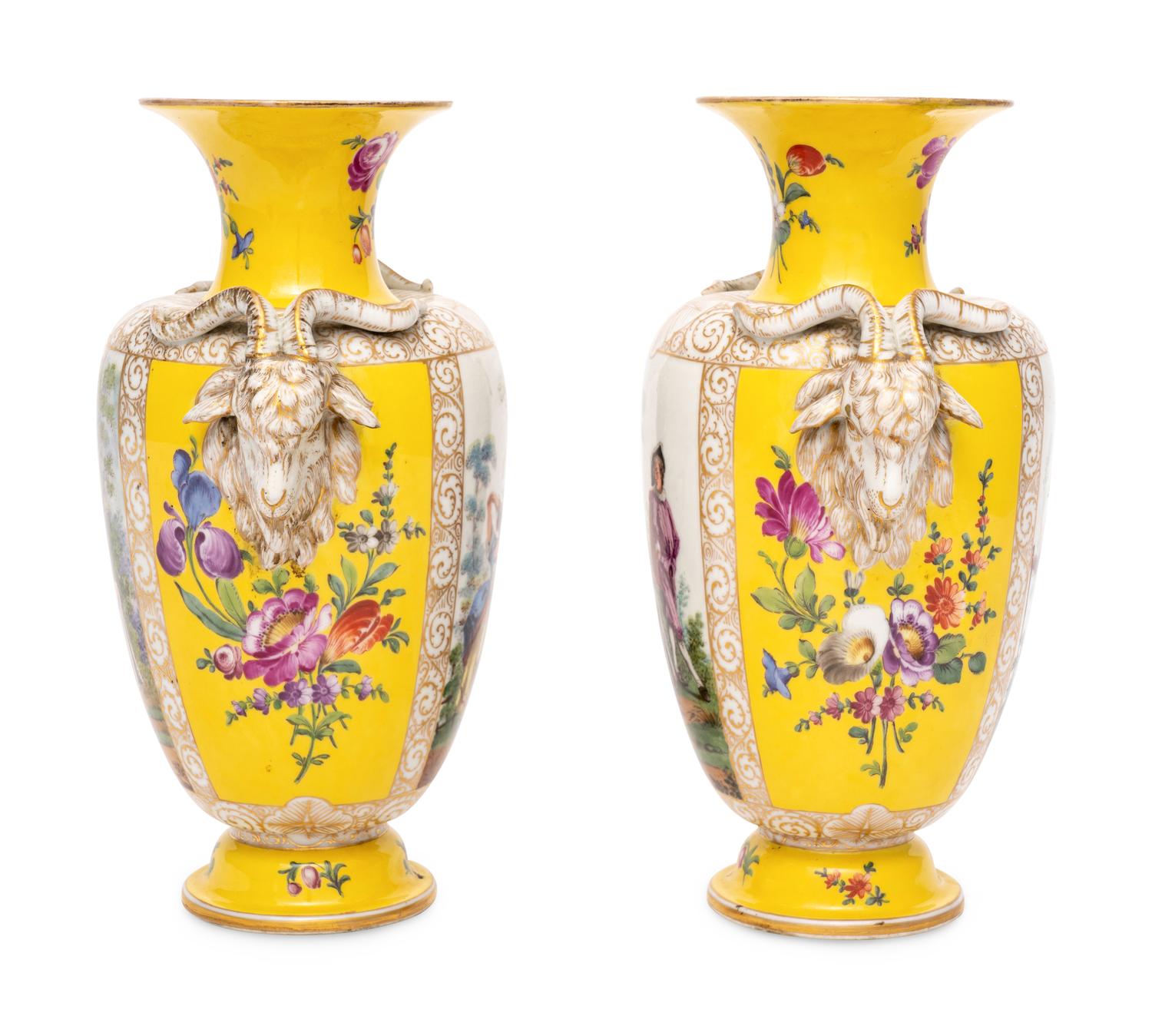A Pair of Dresden Porcelain Vases