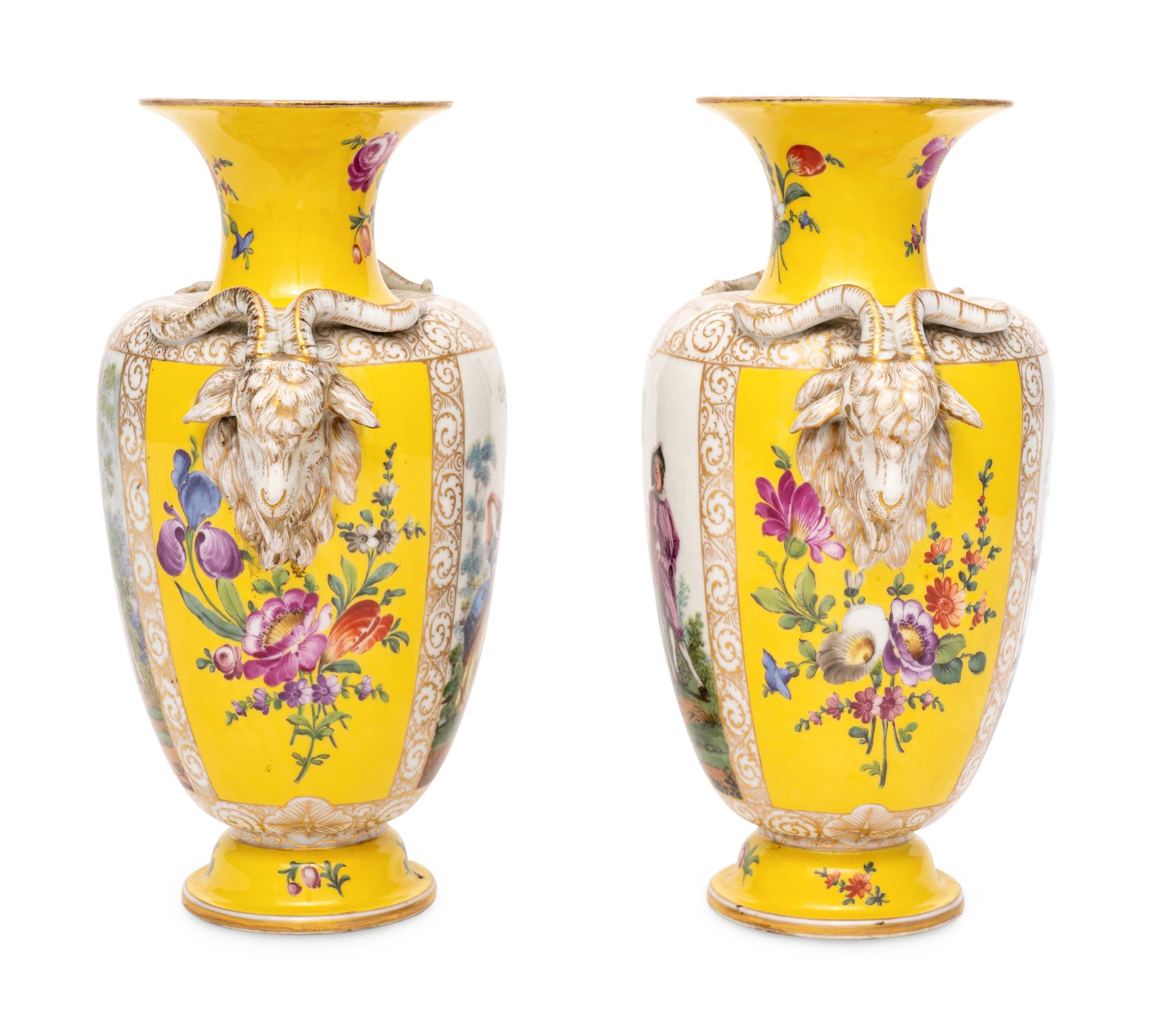 A Pair of Dresden Porcelain Vases