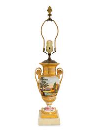 A Paris Porcelain Parcel Gilt Vase Mounted as a Lamp