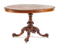 A William IV Burlwood Breakfast Table Height 28 x width 49 x depth 33 1/2 inches. — 19TH CENTURY