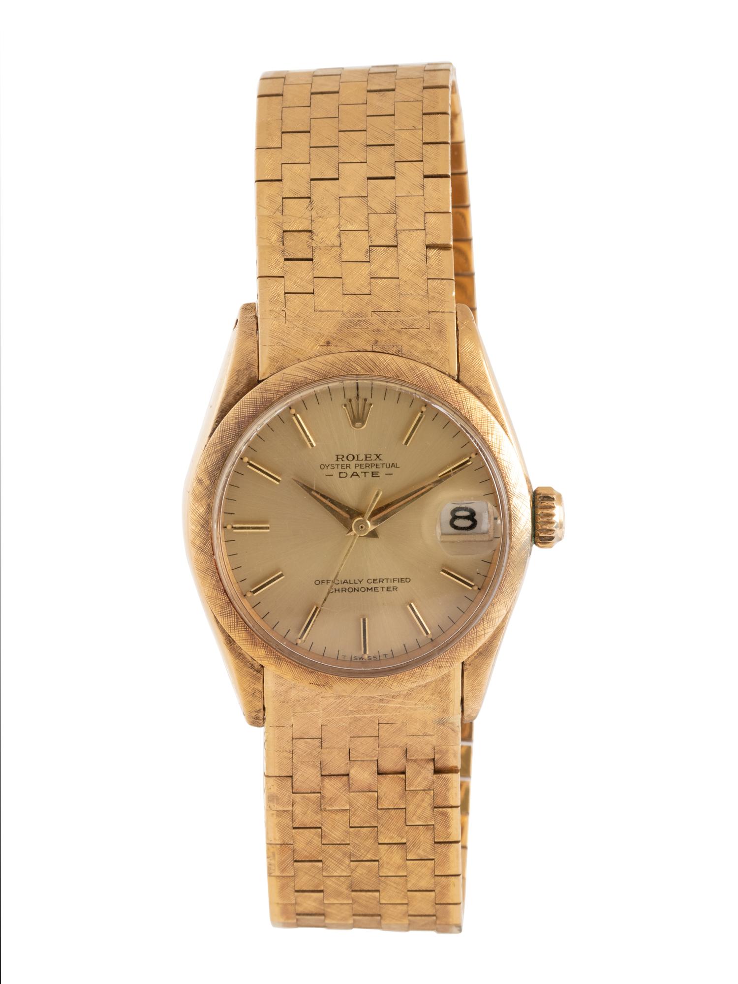 ROLEX, REF. 6624 18K YELLOW GOLD 'OYSTER PERPETUAL DATE' WRISTWATCH