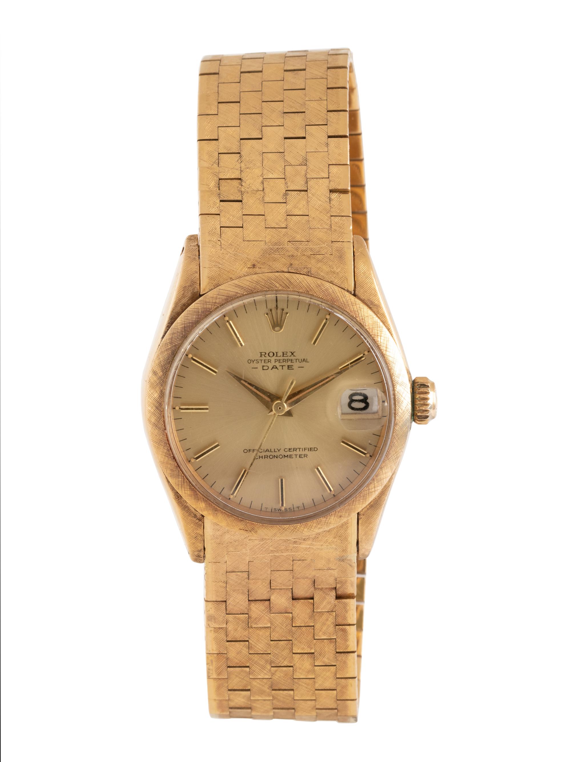 ROLEX, REF. 6624 18K YELLOW GOLD 'OYSTER PERPETUAL DATE' WRISTWATCH