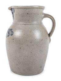 A Cobalt Decorated Stoneware Pitcher