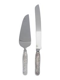 A Tiffany and Co. Silver Chrysanthemum Cake Knife and Server