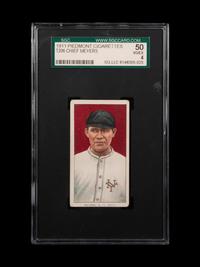 A 1911 T206 Piedmont Cigarettes Chief Meyers Baseball Card (SGC 4 VG-EX)