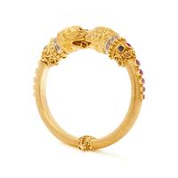 LALAOUNIS, YELLOW GOLD, MULTICOLOR SAPPHIRE AND DIAMOND BANGLE BRACELET