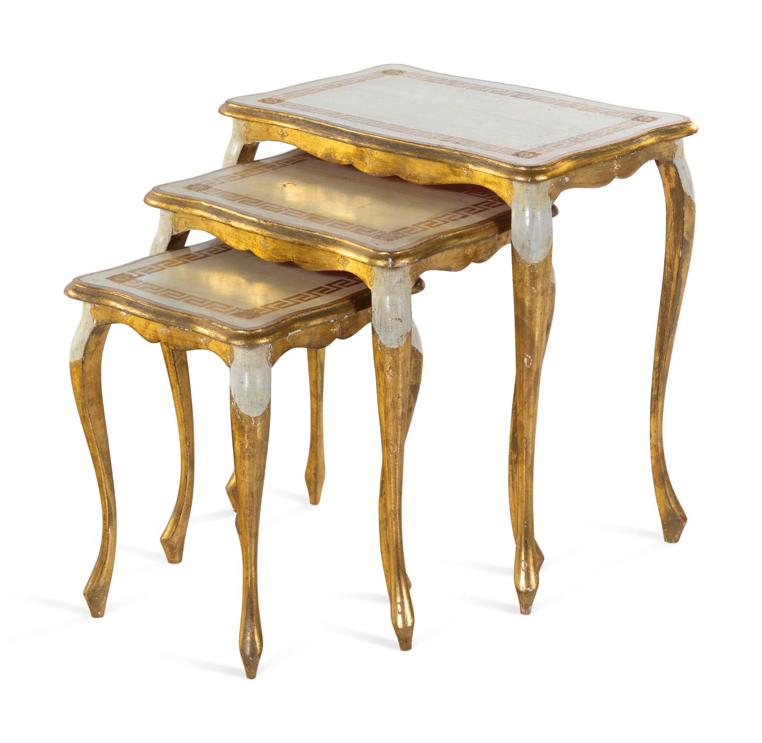 A Set of Three Italian Giltwood Nesting Tables