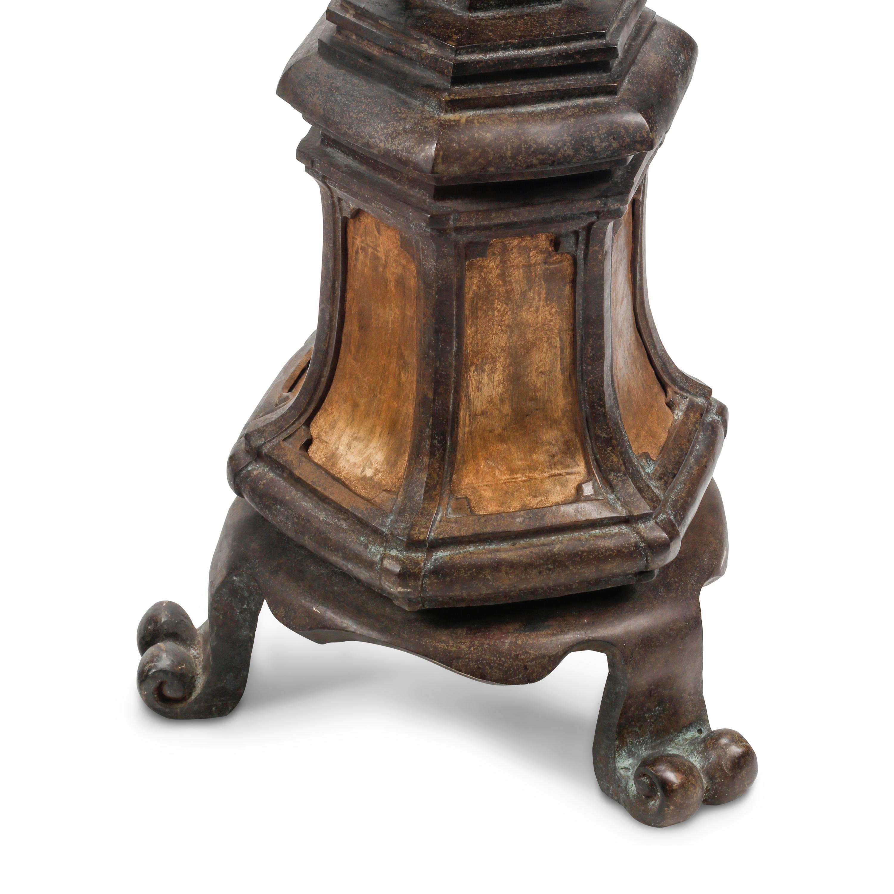 A Pair of Large Italian Bronze Pricket Sticks