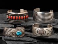 Four Navajo Silver Cuff Bracelets