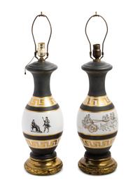 A Pair of Neoclassical Style Porcelain Lamps