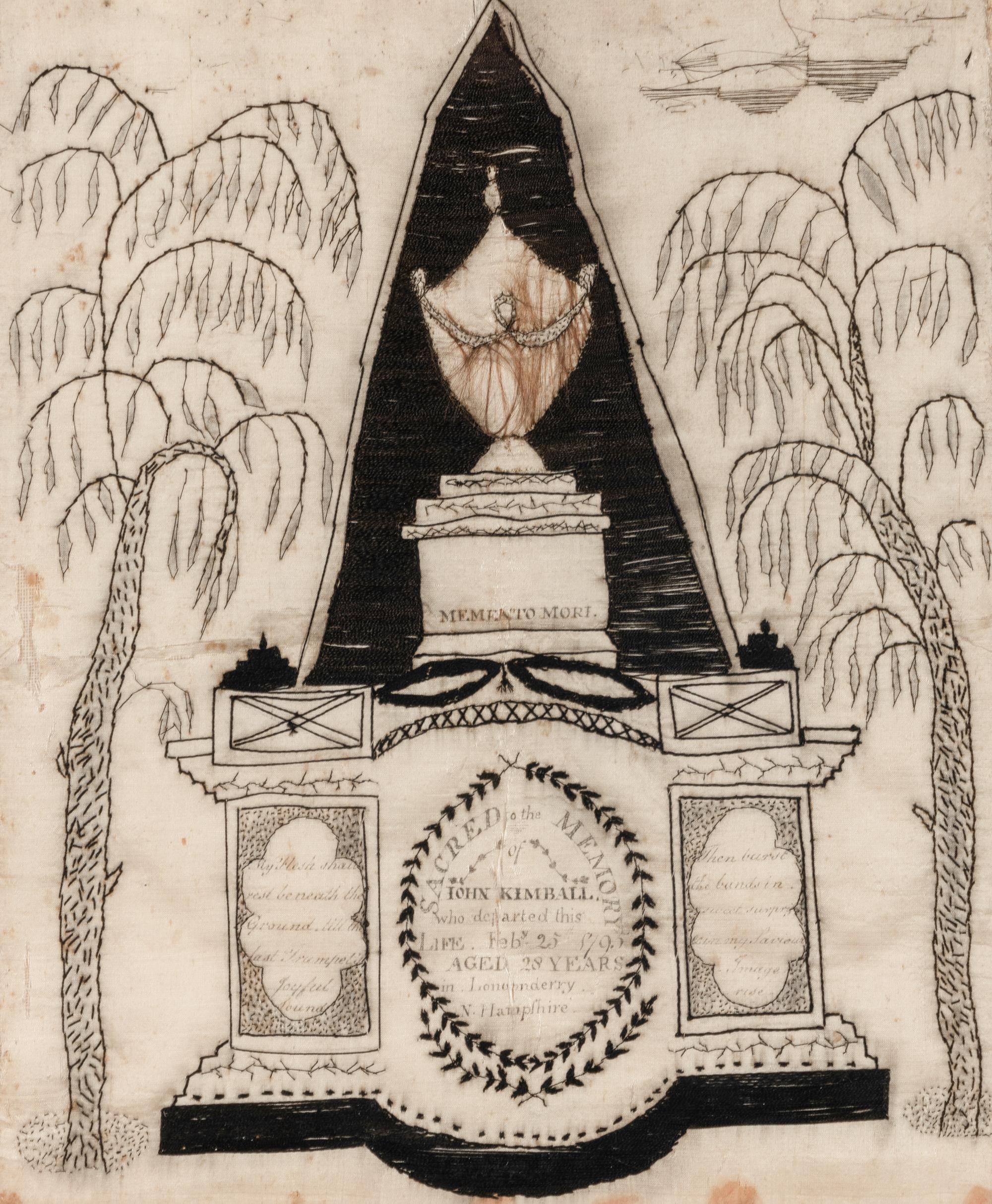 A Needlework Memento Mori Picture For John Kimball (New Hampshire, 1767-1795)