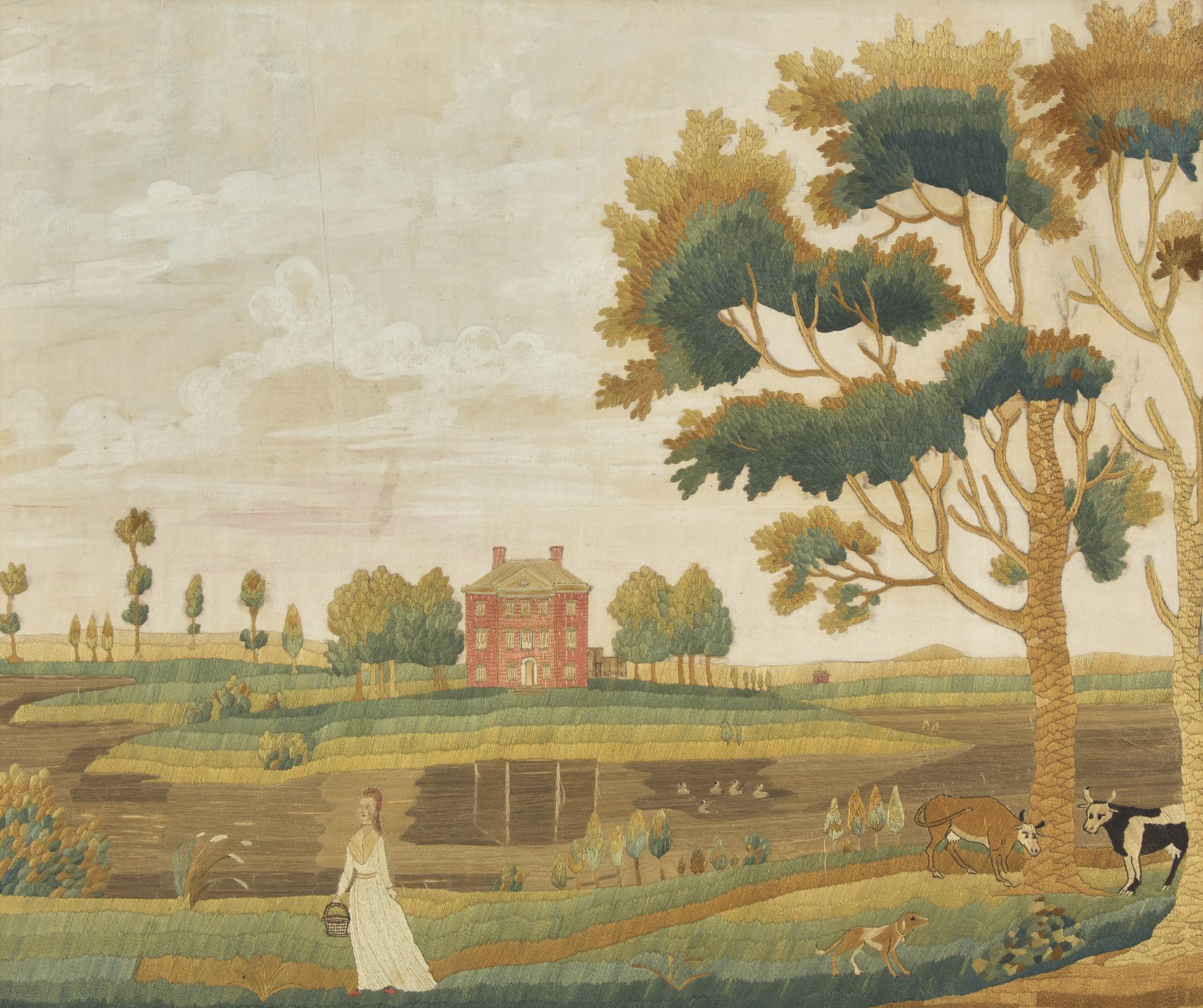 A Pictorial Silkwork Embroidery, Philadelphia, PA, Late 18th / Early 19th Century