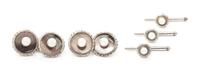 A Silver, Cultured Pearl and Mother-of-Pearl Dress Set, Mikimoto, 6.80 dwts.