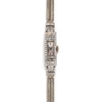 ANTIQUE, PLATINUM AND DIAMOND WRISTWATCH