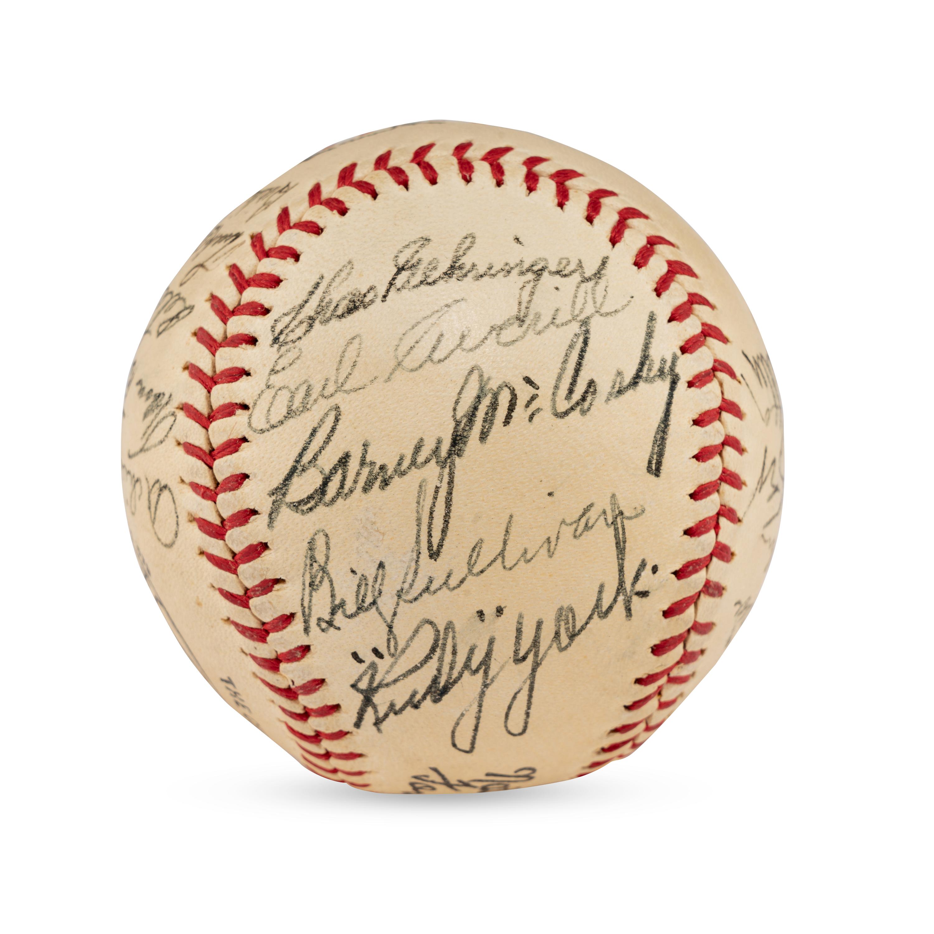 A 1940 Detroit Tigers Team Signed Autograph Baseball Featuring Hank Greenberg (JSA Letter of Authenticity),