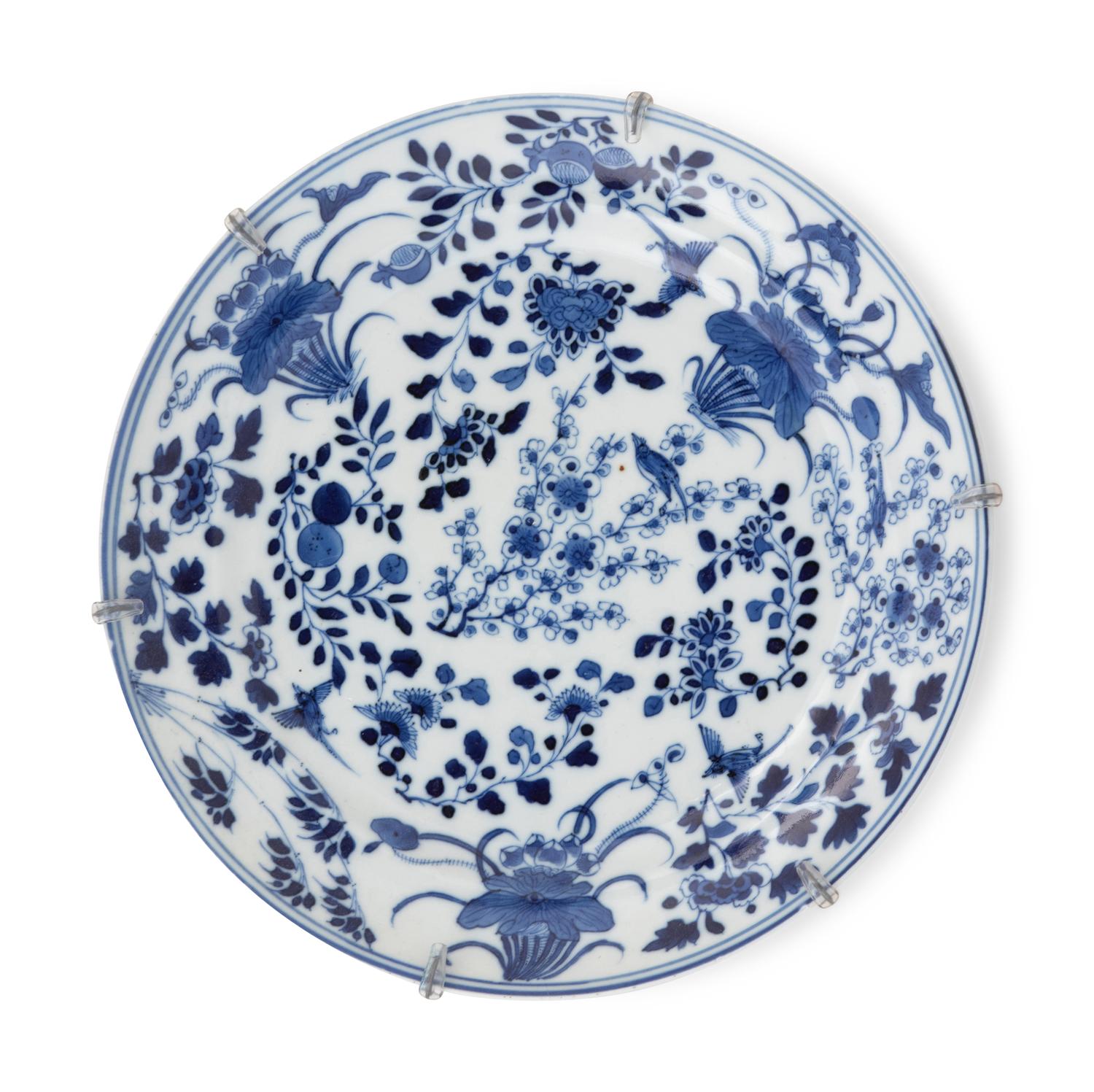 Three Chinese Blue and White Porcelain Plates