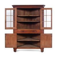 A Federal Cherrywood Corner Cupboard