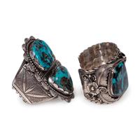 Navajo Silver and Turquoise Cuff Bracelets