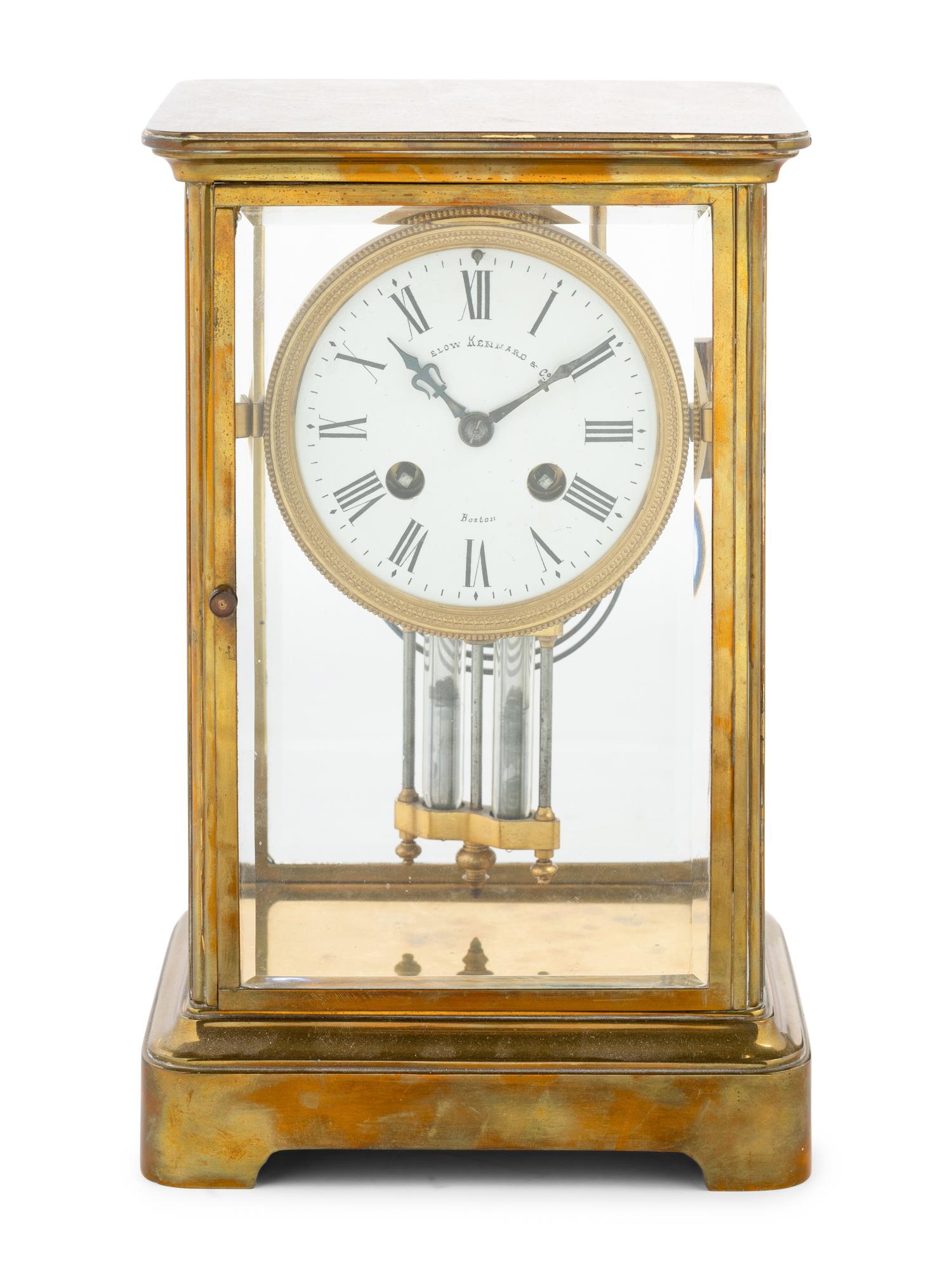 A Continental Brass Regulator Clock Retailed by Bigelow Kennard and Co.