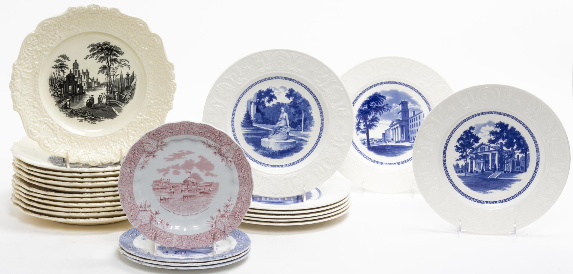 A Collection of English Transfer Decorated Plates Diameter of first 11 1/4 inches. — 20TH CENTURY