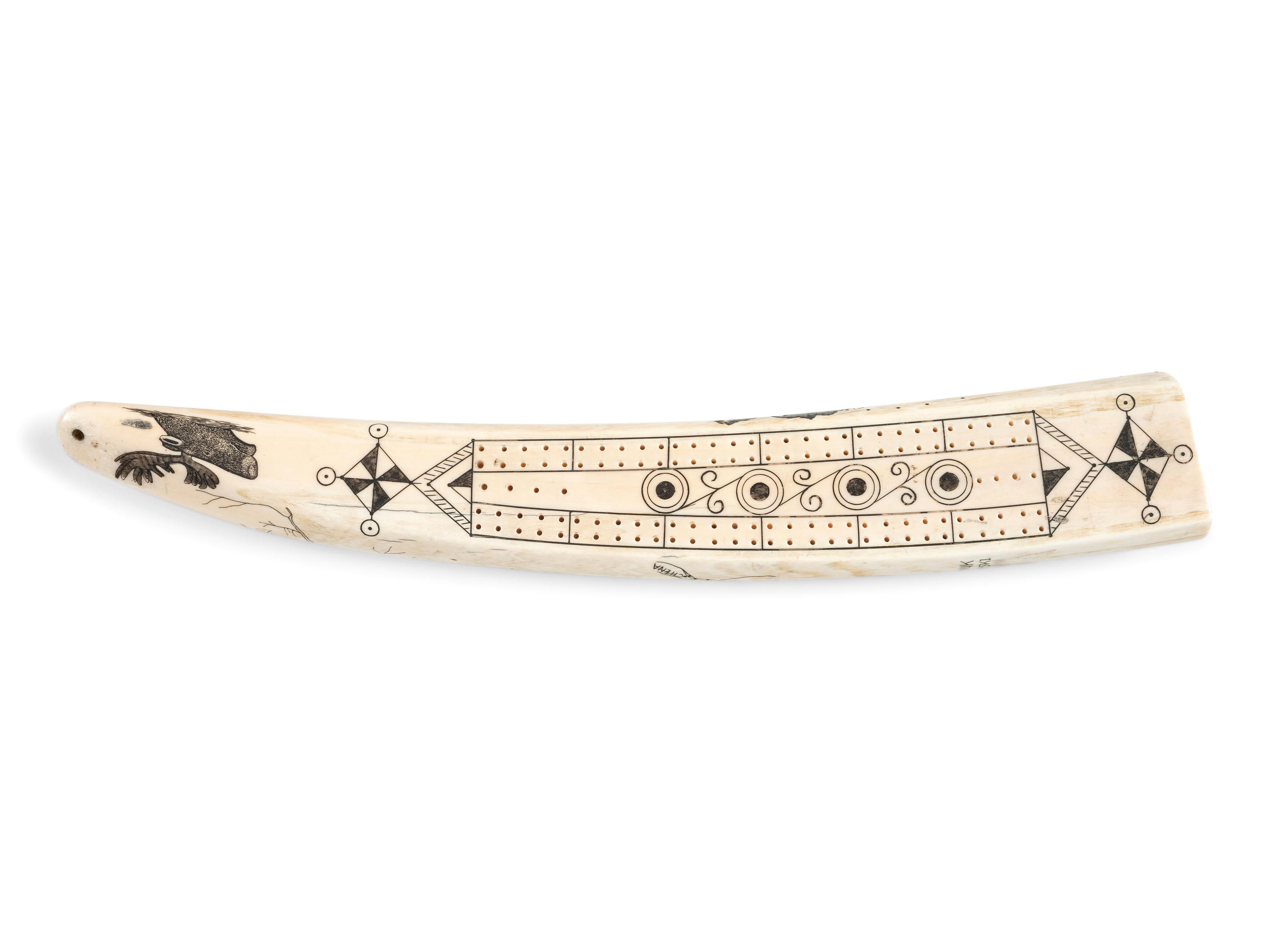 Alaskan Scrimshawed Cribbage Board
