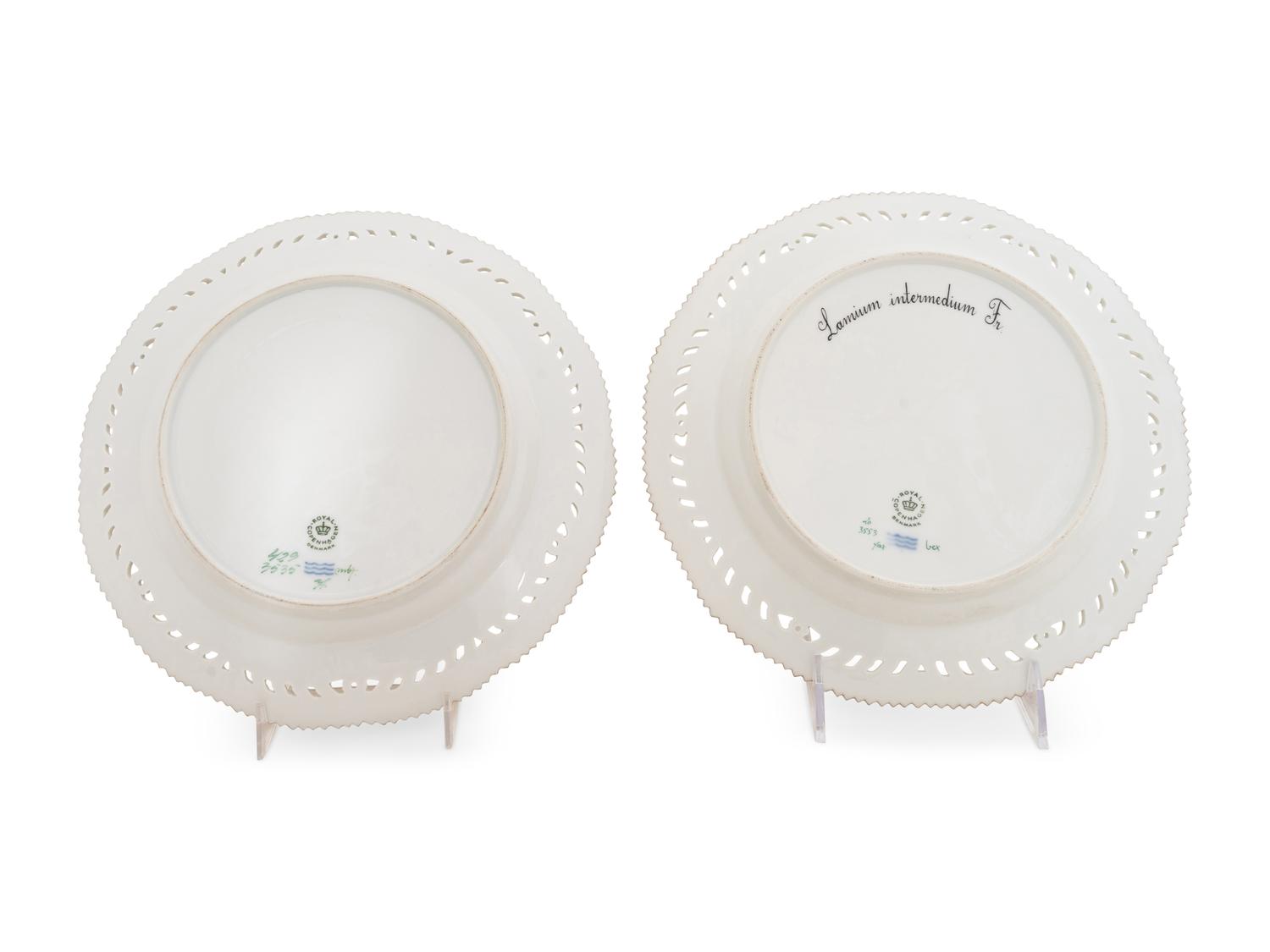 Two Royal Copenhagen Flora Danica Reticulated Cake Plates