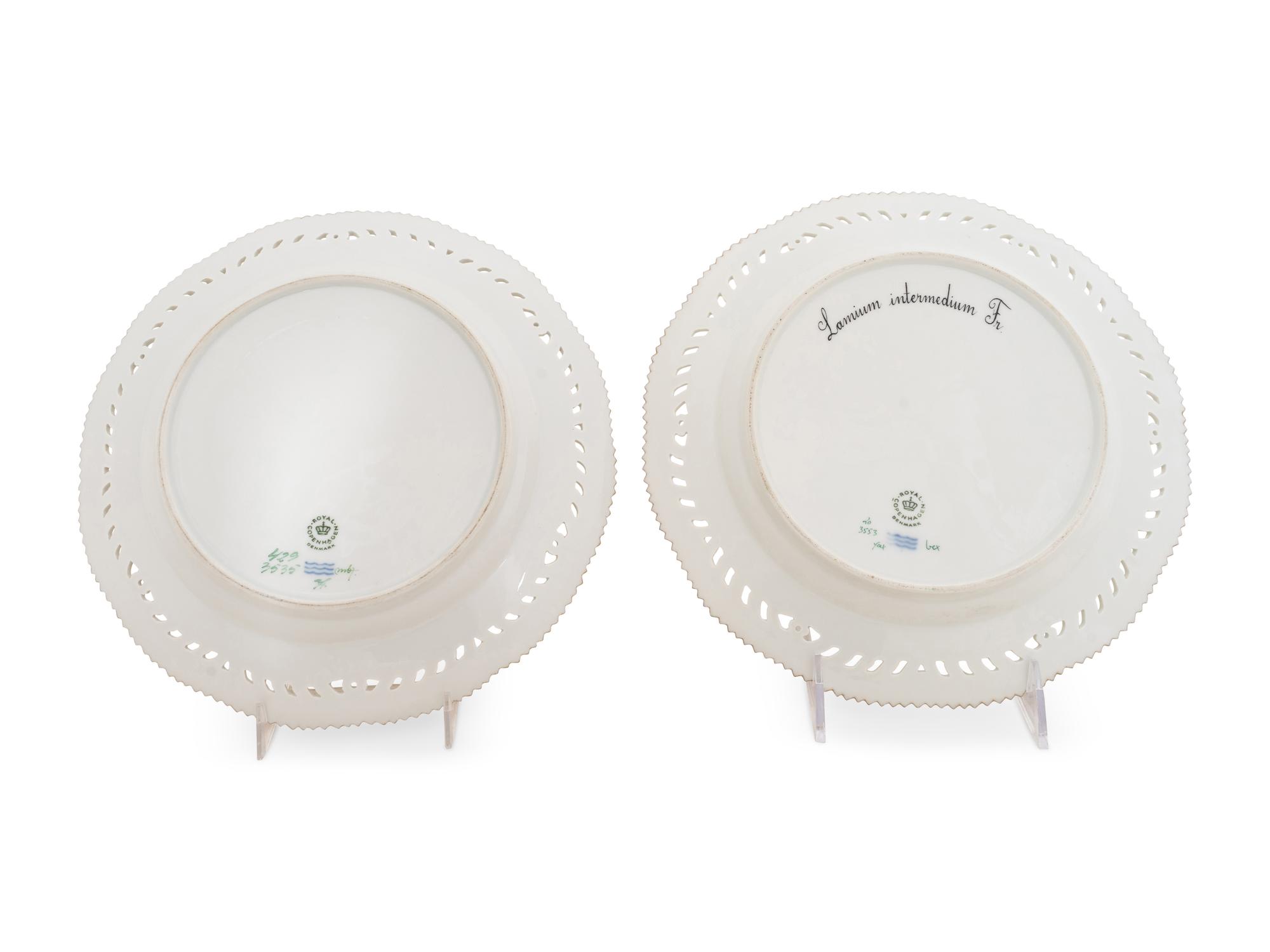 Two Royal Copenhagen Flora Danica Reticulated Cake Plates