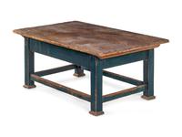 A Green-Painted Pine Scrub Top Low Table