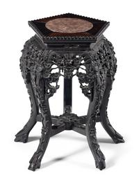 A Chinese Export Carved Hardwood Stand