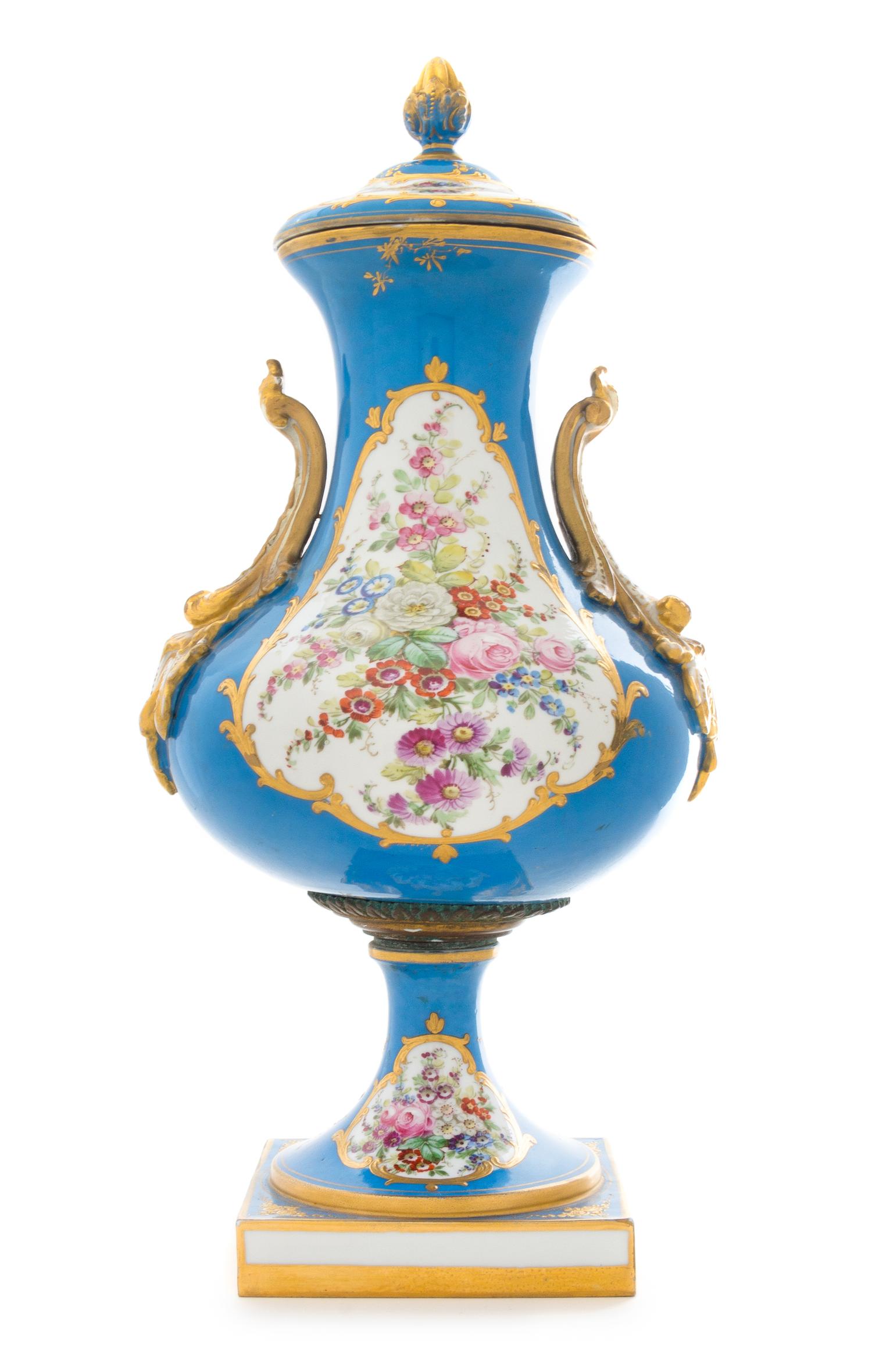 A Sevres Style Porcelain Urn Height 16 3/4 inches. — 19TH CENTURY